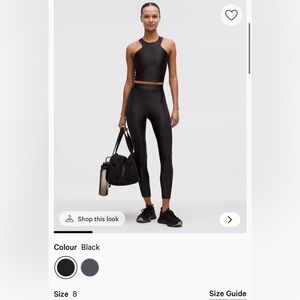 New with tag Lululemon Black Sz10 Satin Shine Panelled High-Rise Tight 25"